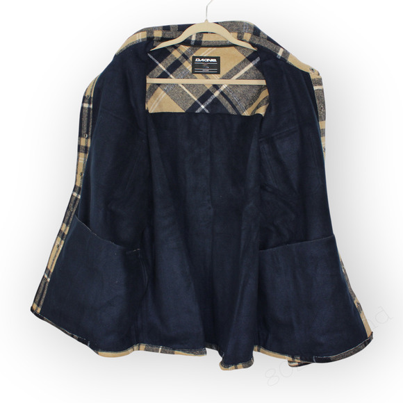 3XL NEW Dakine Shirt-Jac Shacket Chore Barn Snap Navy Plaid Flannel Fleece - Picture 5 of 14
